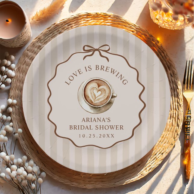 Liebe brodelt Bow Coffee Brautparty  Pappteller (Von Creator hochgeladen)