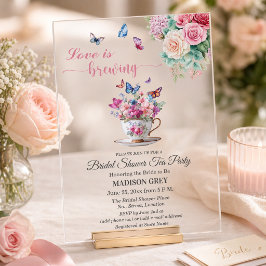 Liebe brodelt Butterfly Brautparty-Teeparty Acryleinladungen