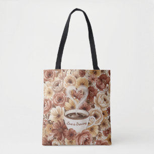 Liebe brodelt Floraler Kaffee Herz Junggesellinnen