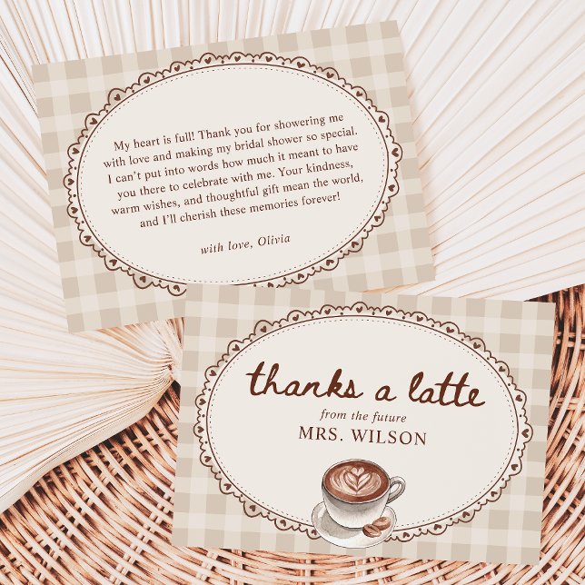 Liebe brodelt Gingham Kaffee Brautparty Dankeskarte (Von Creator hochgeladen)