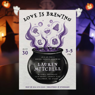 Liebe brodelt Halloween Brautparty im Hexenkessel Einladung