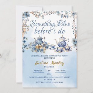 Liebe brodelt Party Delft Blau Floral Chinoiserie Einladung