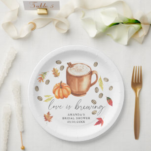 Liebe brodelt Pumpkin Coffee Brautparty Pappteller
