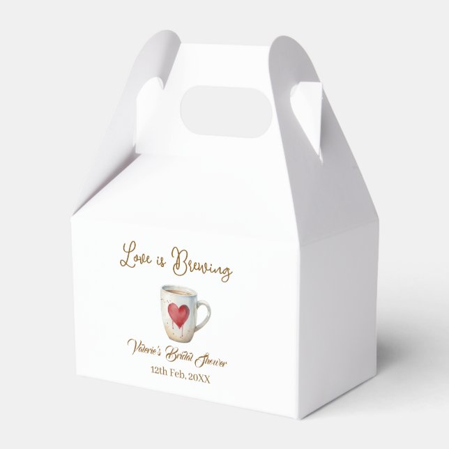 Liebe brodelt weiße Kaffeetasse Herz Brautparty Geschenkschachtel (Vorderseite)