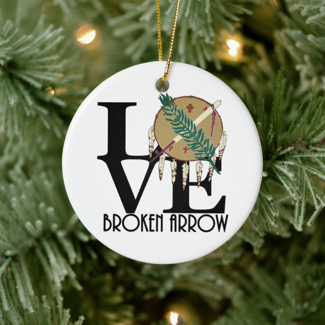 LIEBE Broken Arrow Oklahoma Keramik Ornament (Baum)
