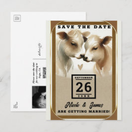 Liebe Brown Cream Country Hochzeit Save the Date Ankündigungspostkarte