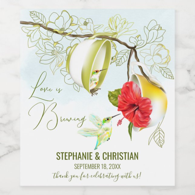 Liebe brütet Hummingbird Weinetikett (Einzelnes Label)