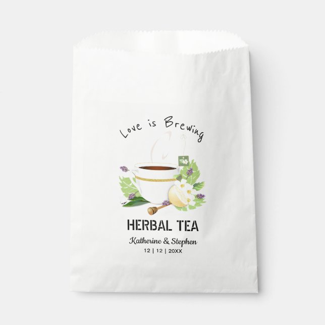 Liebe brütet Tee-Gastgeschenk Hochzeit Geschenktütchen (Vorderseite)