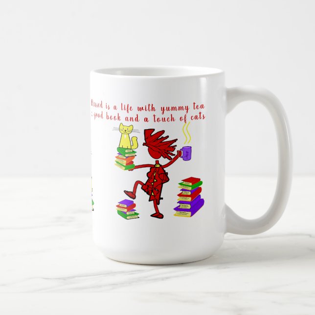 Liebe Bücher Tea Cats Kaffeekochen Tasse (Rechts)