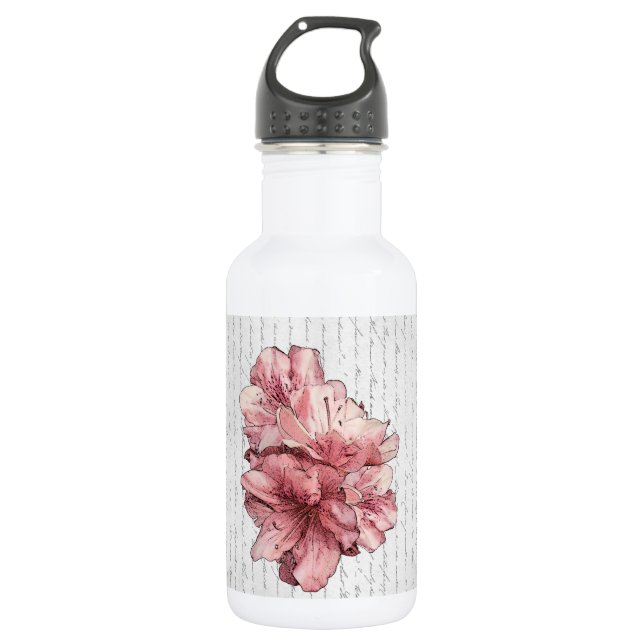 Liebe-Buchstabe-Rosa-illustrierte Blume fertigen Trinkflasche (Vorderseite)