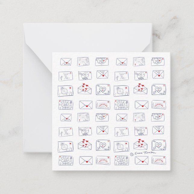 Liebe Buchstaben direkt von der Herz-Flachkarte Mitteilungskarte (Vorderseite)