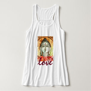 Liebe-Buddhawatercolor-Kunst Flowy Racerback Tank Top