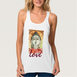Liebe-Buddhawatercolor-Kunst Flowy Racerback Tank Top