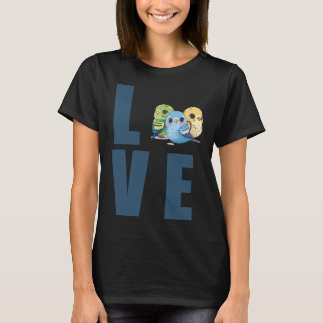 Liebe Budgie Mama Budgerigar Parakeet Bird Pullove T-Shirt (Vorderseite)
