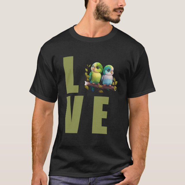 Liebe Budgie Mama Budgerigar Parakeet Bird Pullove T-Shirt (Vorderseite)