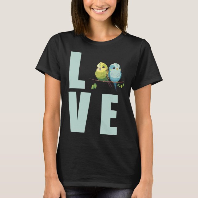 Liebe Budgie Mama Budgerigar Parakeet Bird Pullove T-Shirt (Vorderseite)