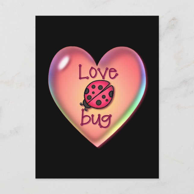 LIEBE BUG & HERZBUBBLE VON SHARON SHARPE POSTKARTE (Vorderseite)