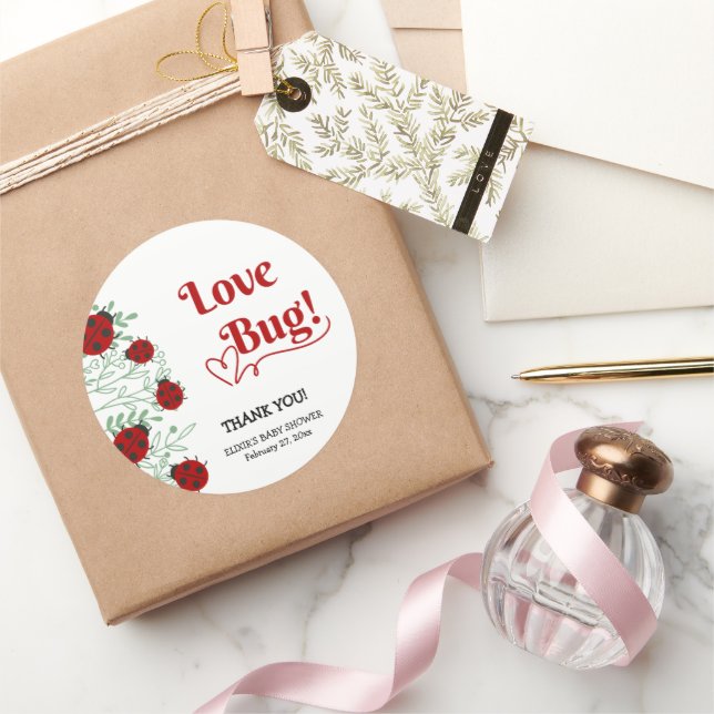 Liebe Bug Minimalistisch Baby Dusche Runder Aufkleber (Schenken)