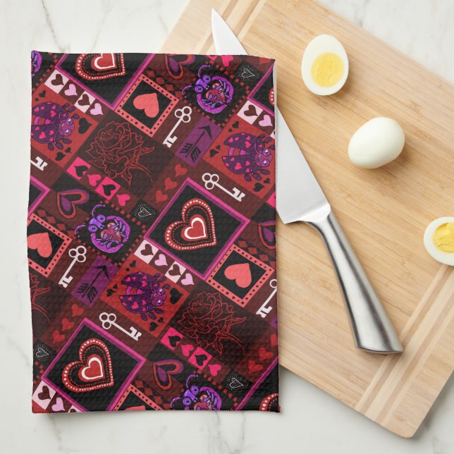 Liebe Bug & Niedlich Hearts Muster Geschirrtuch (Viertel Falte)