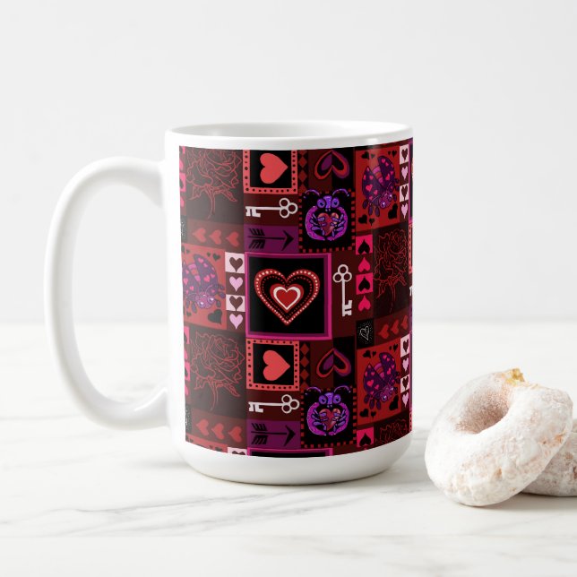 Liebe Bug & Niedlich Hearts Muster Kaffeetasse (Mit Donut)