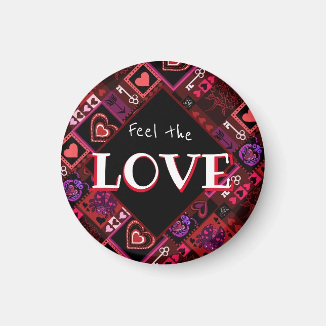 Liebe Bug & Niedlich Hearts Muster Magnet (Vorne)