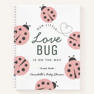 Liebe Bug Pink Ladybug Babydusche Gästebuch Notizbuch