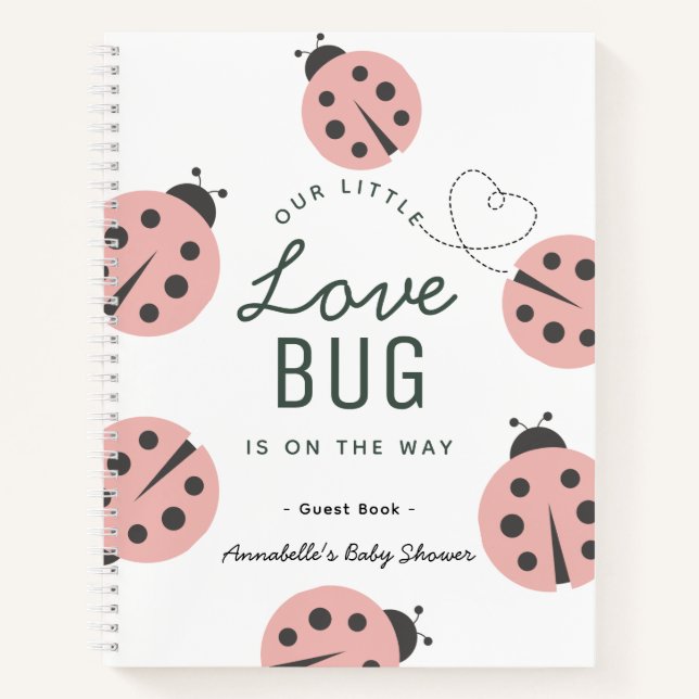 Liebe Bug Pink Ladybug Babydusche Gästebuch Notizbuch (Vorderseite)