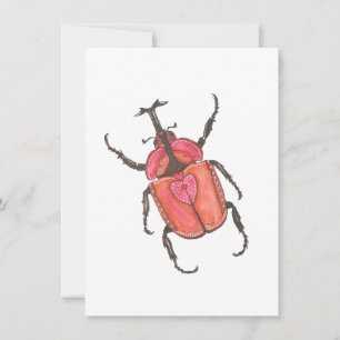 Liebe Bug Rhinoceros Käfer Wasserfarbe Valentine Mitteilungskarte