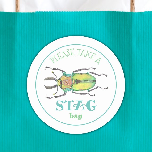 Liebe Bug Stag Swag Bag Gastgeschenk Runder Aufkleber (Von Creator hochgeladen)