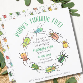 Liebe Bugs Circle Watercolor Käfer Geburtstag Einladung