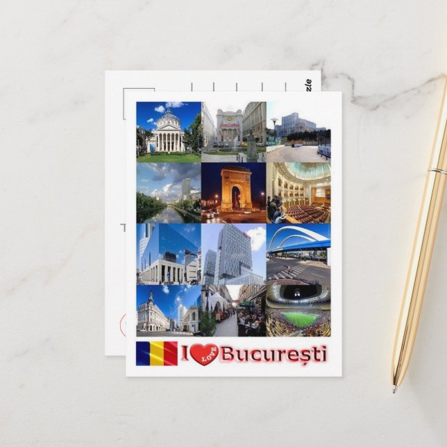 Liebe Bukarest I - Rumänien - Postkarte (Vorderseite/Rückseite Beispiel)