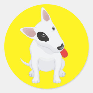 Liebe Bull Terrier Welpe Hund Gelb Aufkleber / Eti