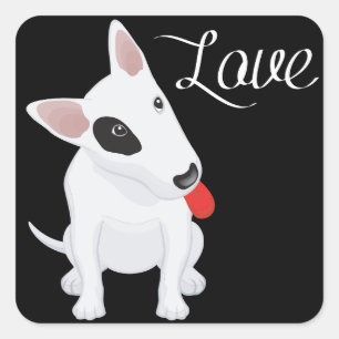Liebe Bull Terrier Welpen Hund Aufkleber / Etikett