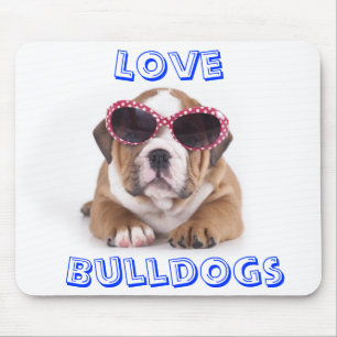 Liebe Bulldoggen, Bulldogge mit Sonnenbrille Mausp Mousepad