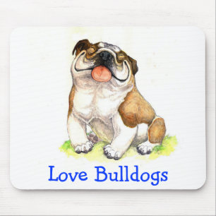 Liebe Bulldogs Happy Puppy Cartoon Bulldog Mousepa Mousepad