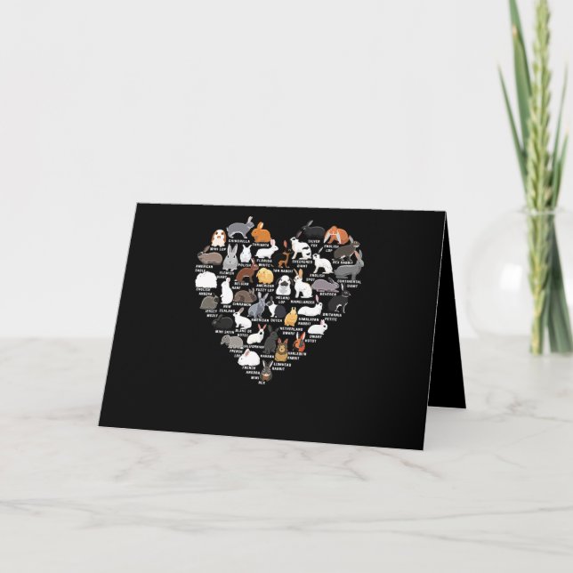 Liebe Bunnies Funny Rabbit Heart Karte (Vorderseite)