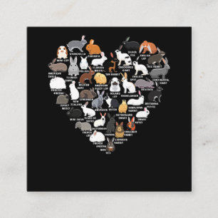 Liebe Bunnies Funny Rabbit Herz Quadratische Visitenkarte