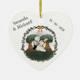 Liebe Bunnies | Gewohntes Hochzeitszenario Keramik Ornament