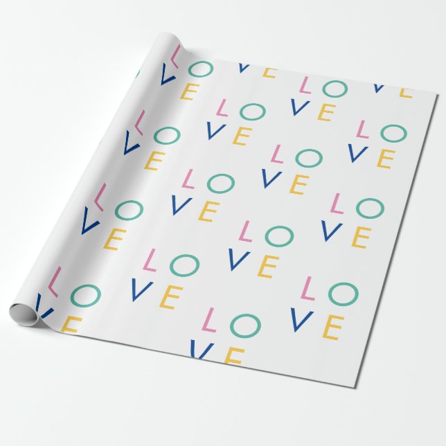 LIEBE bunt valentinische Typografie Geschenkpapier (Ungerollt)