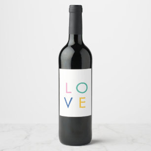 LIEBE bunt valentinische Typografie Weinetikett
