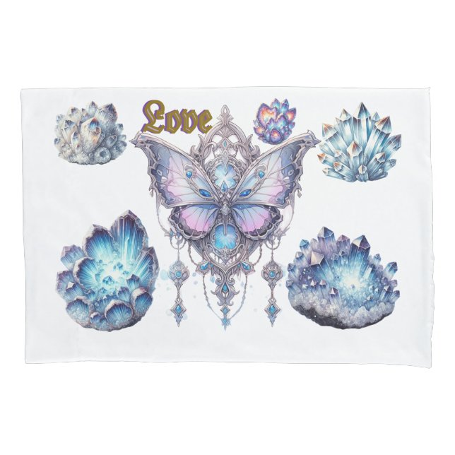 Liebe Butterfly Blumenrahmen Grundfarbiger T - Shi Kissenbezug (Vorderseite)