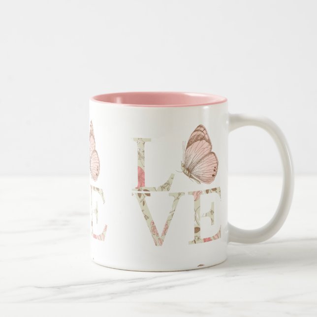 Liebe Butterfly Floral Zweifarbige Tasse (Rechts)
