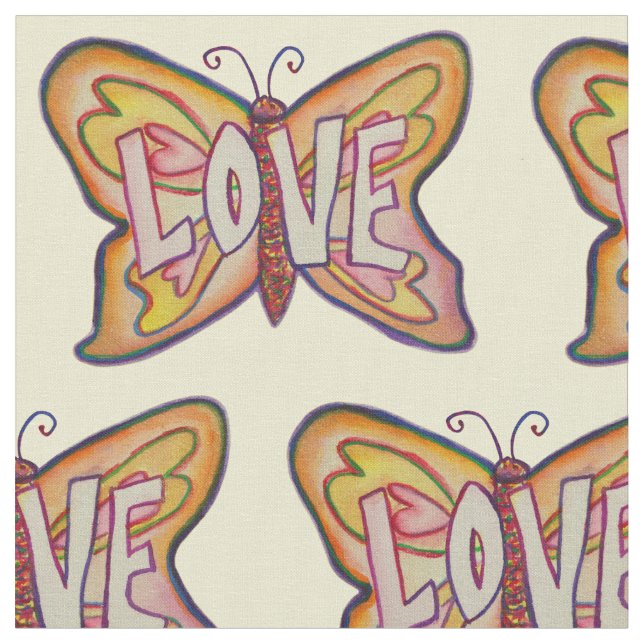 Liebe Butterfly Inspiration Word Stoff Material (Nahaufnahme)