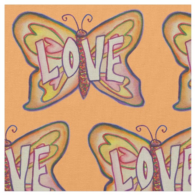 Liebe Butterfly Inspiration Word Stoff Material (Nahaufnahme)