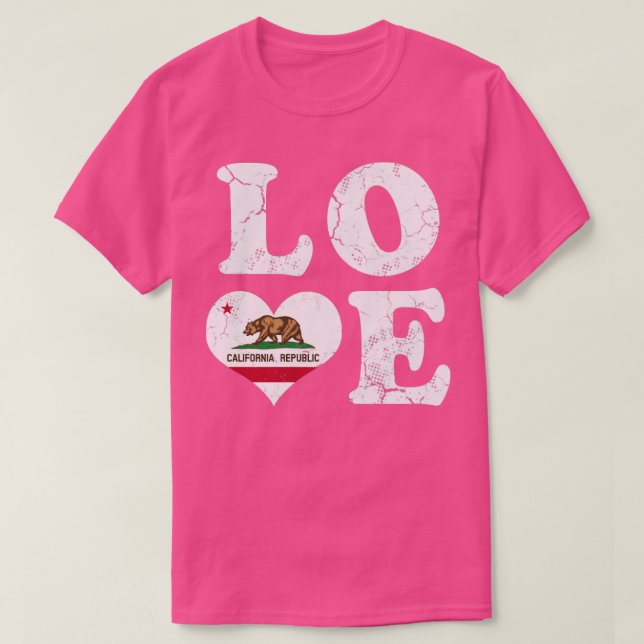 Liebe California Flag Vintag erschüttert T-Shirt (Design vorne)
