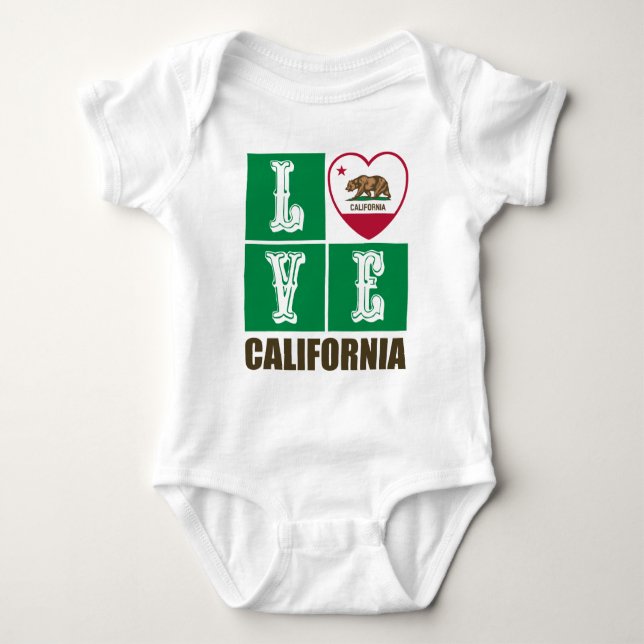 Liebe California State Flag Herbst Prix Baby Strampler (Vorderseite)