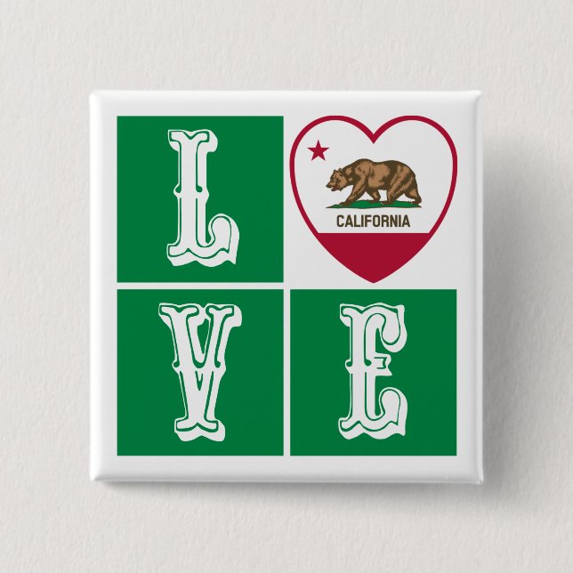 Liebe California State Flag Herbst Prix Button (Vorderseite)