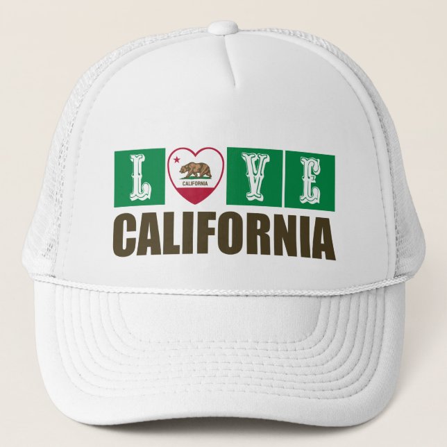 Liebe California State Flag Herbst Prix Truckerkappe (Vorderseite)
