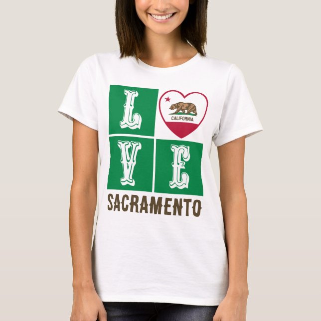 Liebe California State Flag Herzstück Sacramento T-Shirt (Vorderseite)
