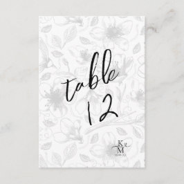 Liebe Calligraphy Floral Tischnummer B&W ID940